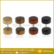 Customzied Fashion Stainless Steel Organic Natural Wood Body Jewelry Fake Plugs